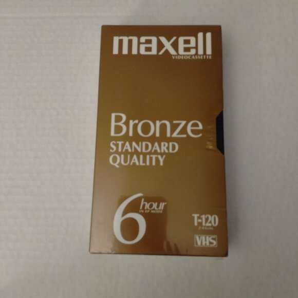 Maxell T-120 VHS Videocassette Bronze Standard Quality 6-Hour Recording Time SP/ - Picture 1 of 2